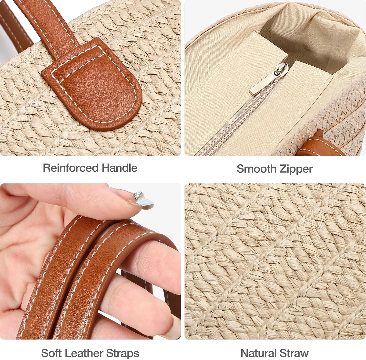 Hommtina Straw Bag Womens Straw Beach Bag Vacation Purse for Summer - Image 4