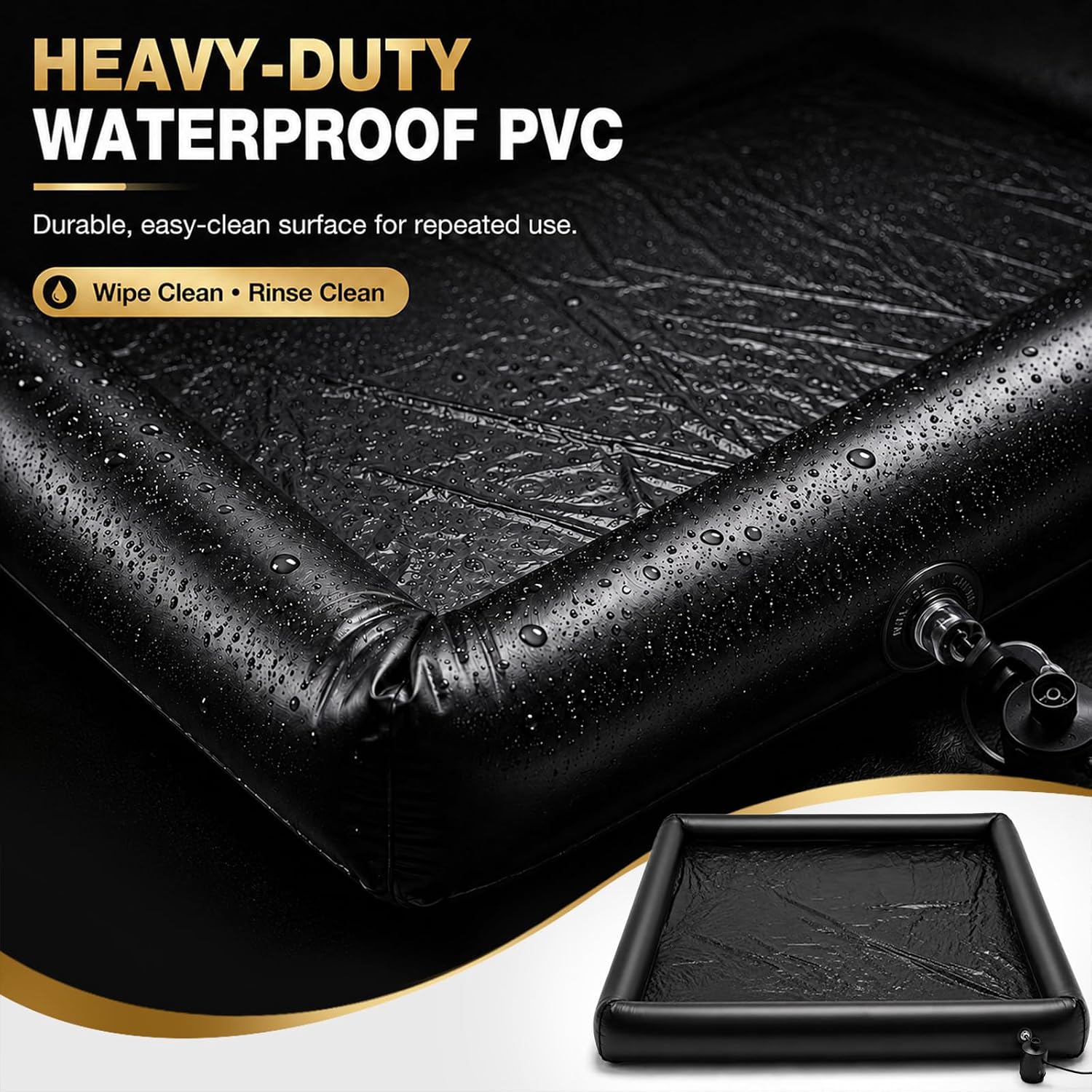 Inflatable Massage Sheet w/Inflatable Sides, 64 x 75 x 6 Inch Durable PVC Vinyl Mattress Protector Self-Inflating Waterproof Bed Sheets, Easy to Clean, for Indoor & Outdoor Use
