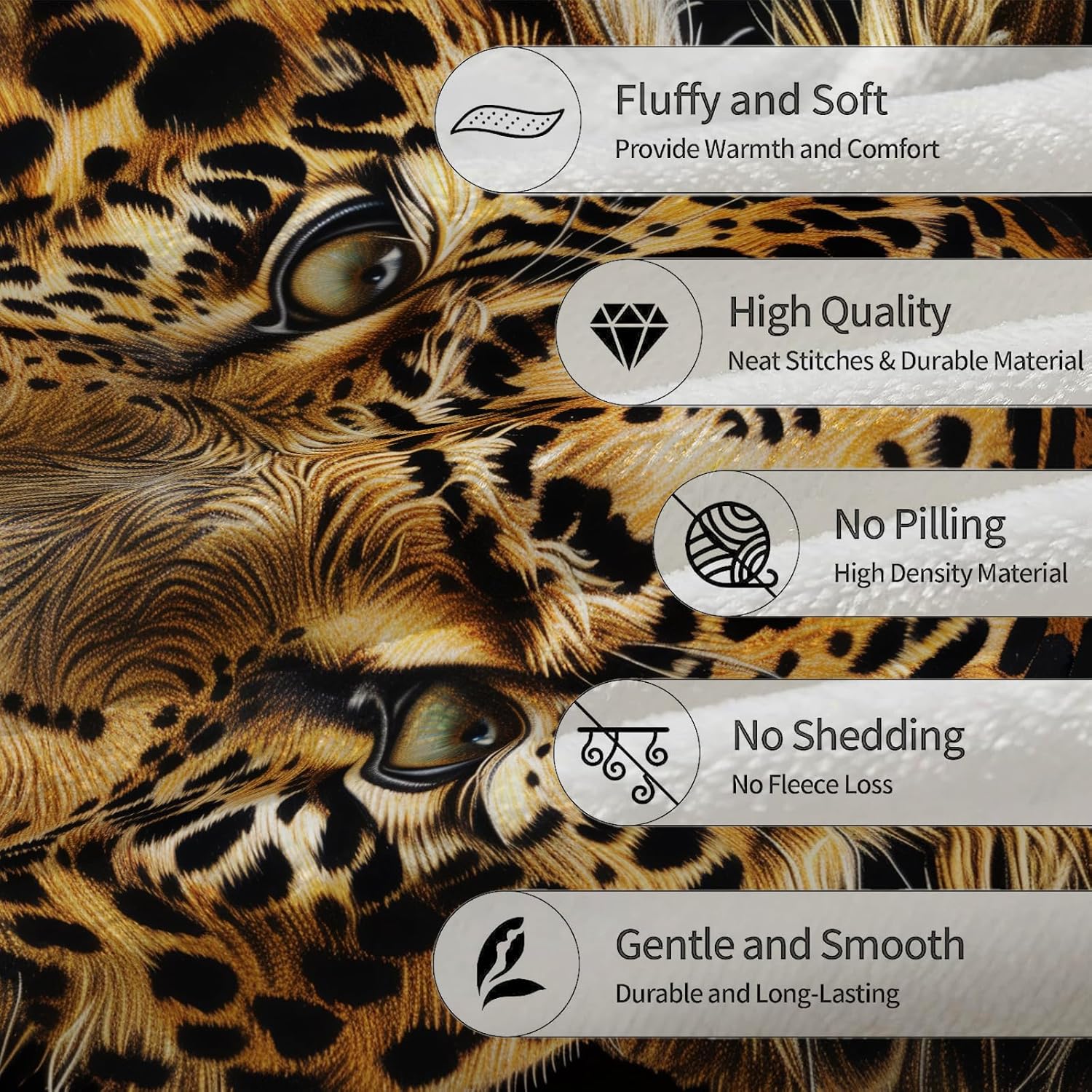 Cheetah Face Blanket - Soft Cozy Lightweight Flannel Throw Blanket for Couch, Bed, Travel, Outdoor | Warm, Fluffy, Fuzzy Blankets for Adults Kids Men Boys 50×60 in - Image 4