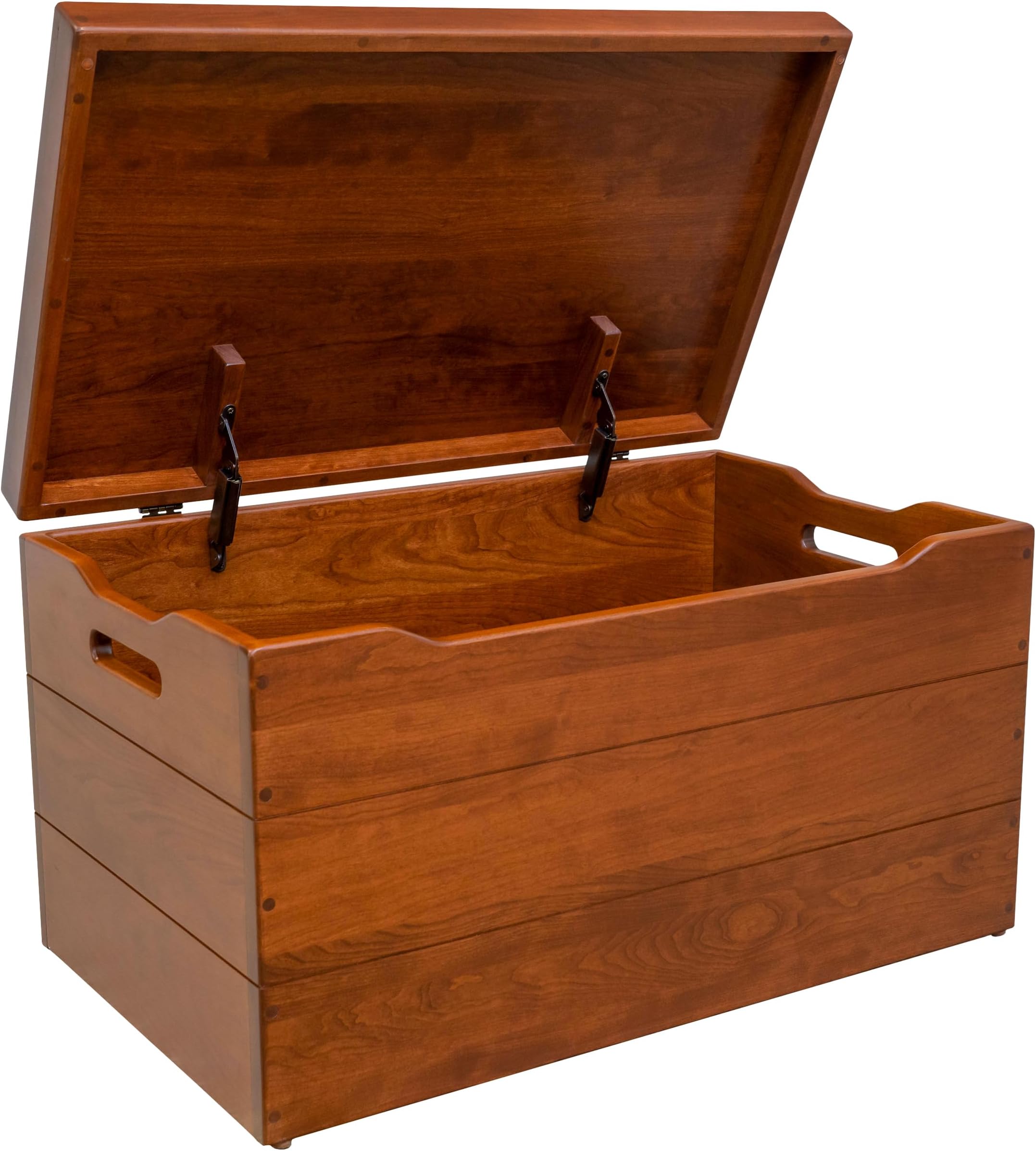 Amish Made Wooden Storage Chest Trunk Box with Lid and Handles for Bedroom, Blanket, Clothes, Anti-Slam Hinges, Handmade, Rustic, Cherry Wood, W. Cherry Stain, 30"