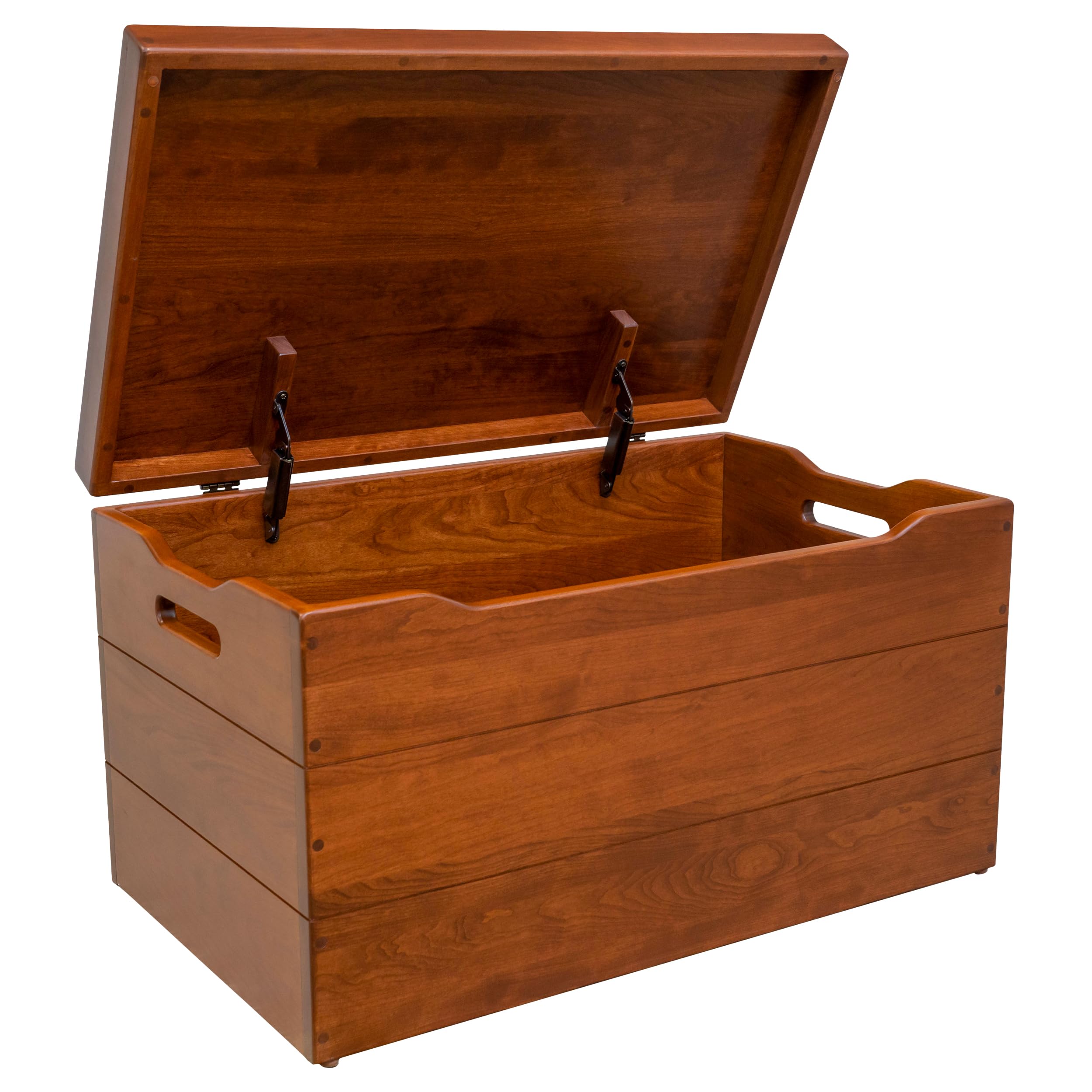 Amish Made Wooden Storage Chest Trunk Box with Lid and Handles for Bedroolanket, Clothes, Anti-Slam Hinges, Handmade, Rustic, Cherry Wood, W. Cherry Stain, 30"