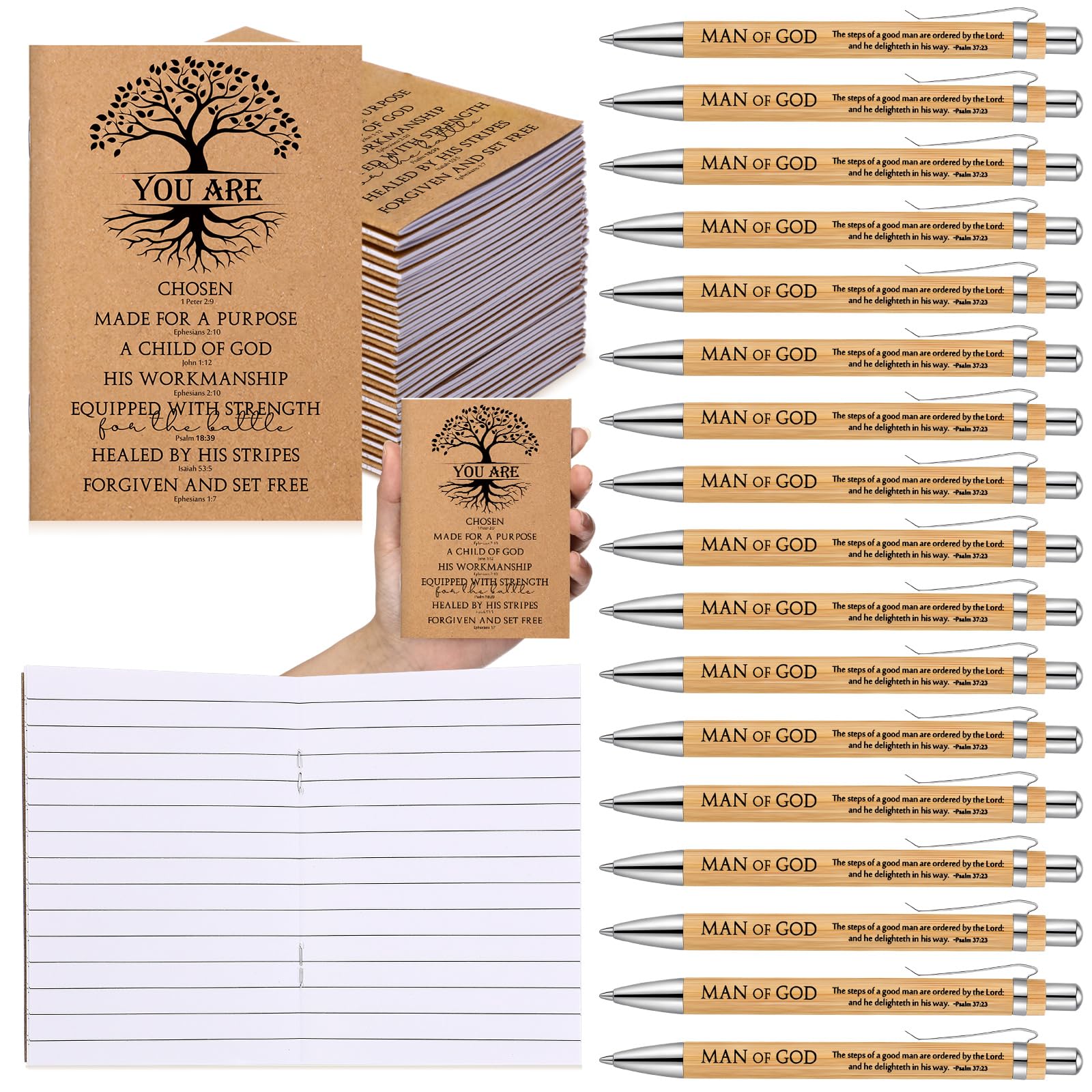 Sinload 15 Sets Christian Gifts Mini Christian Notebooks with Bible Verse Pens Inspirational Prayer Journal Notebook Religious Easter Gift for Women