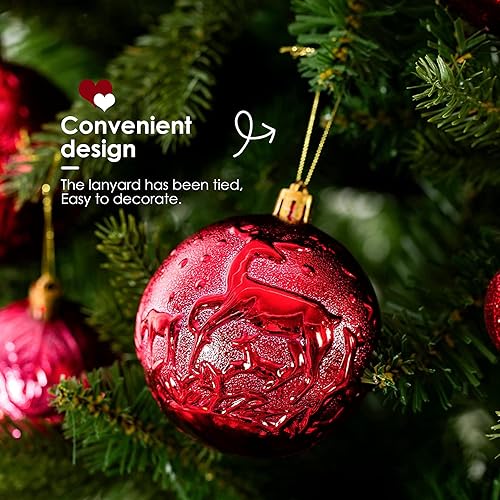 Miniatura 5 de Senjie Bolas de Navidad rojas inastillables, 32 unidades, plástico, estilo ecléctico, boda y ocasión de Navidad