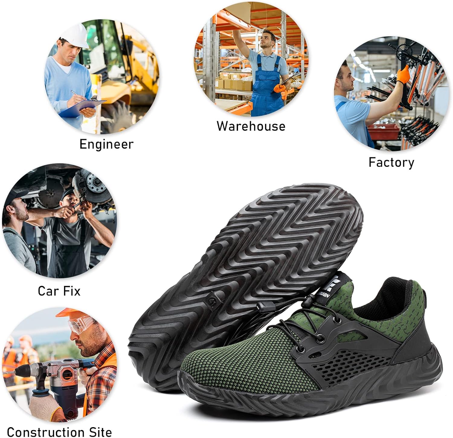 Furuian Steel Toe Indestructible Shoes Men Women Lightweight Puncture Resistant Safety Work Shoes Sneakers for Construction Working Breathable - Image 7