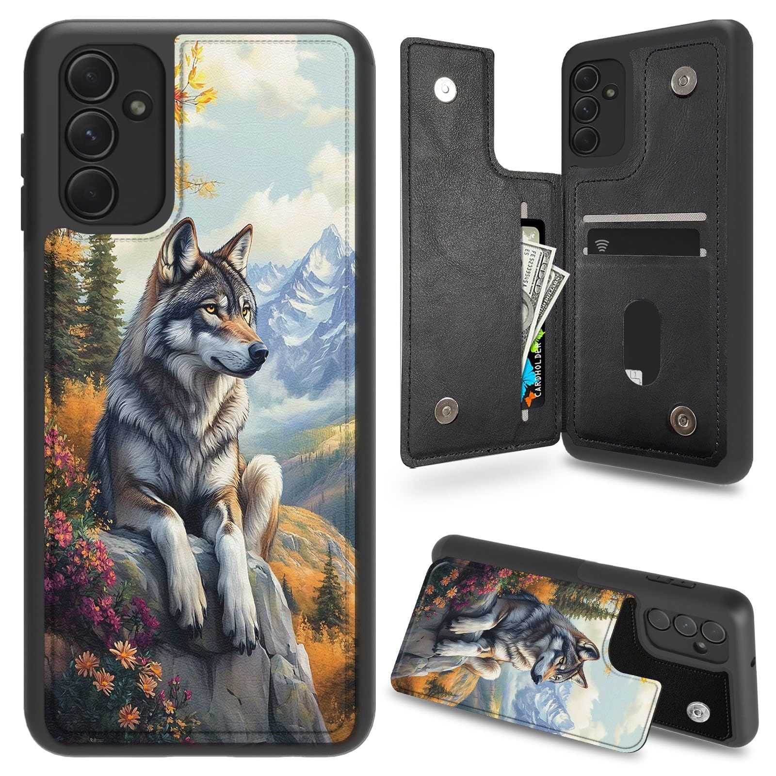 NLZQTTBD for Samsung Galaxy A14 5g Case Wallet Case with Card Holder,PU Leather Kickstand Double Magnetic Clasp Shockproof Cover for Galaxy A14 5g,