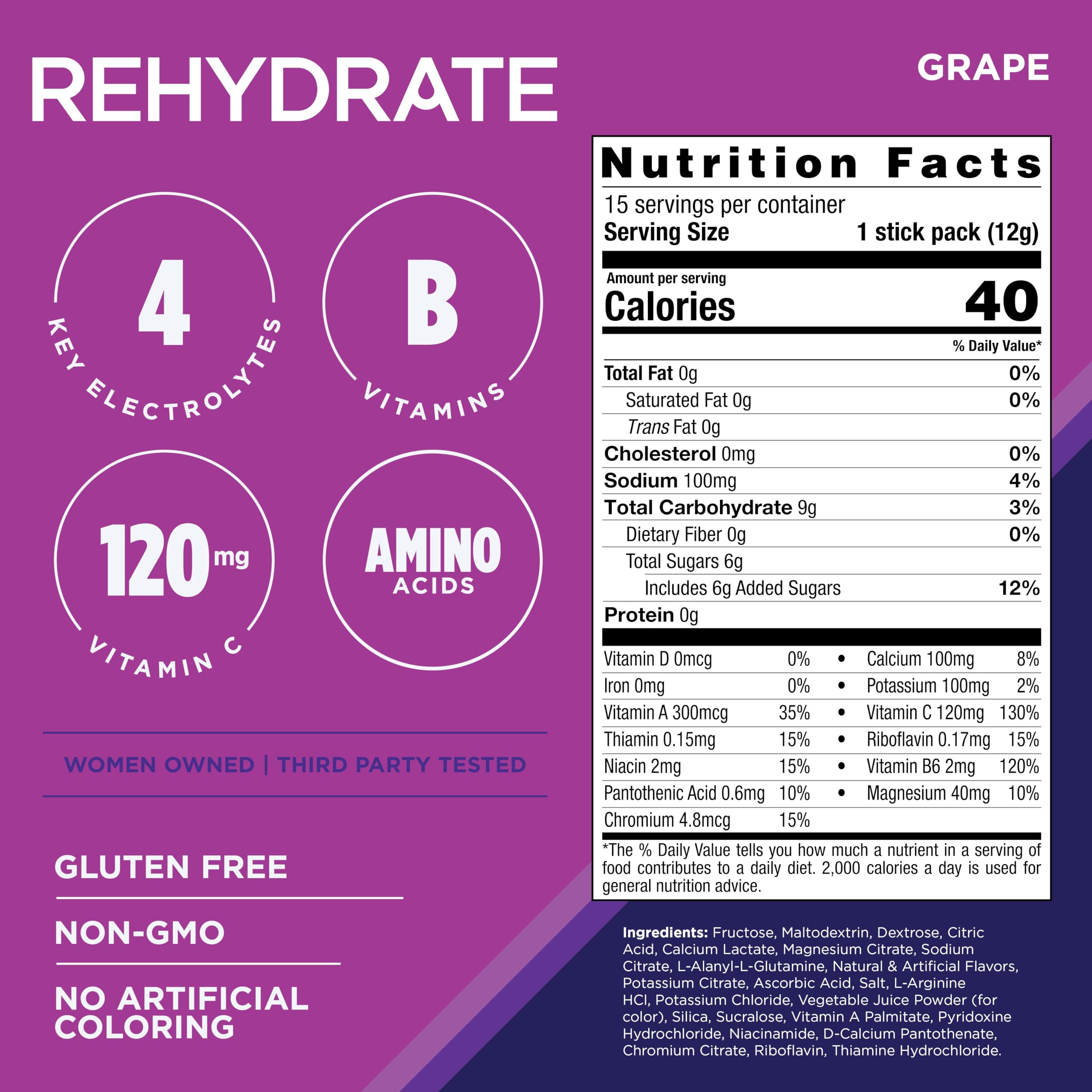 AdvoCare Rehydrate Electrolyte Drink Mix, Grape, 12.7 oz — Amazon image 2