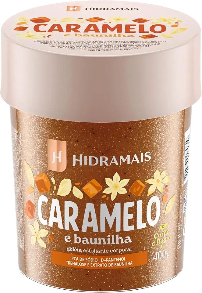 Esfoliante Corporal Hidramais Geleia Caramelo e Baunilha - 400g - Textura Suave, Pele Macia e Perfumada - Hidratação Profunda