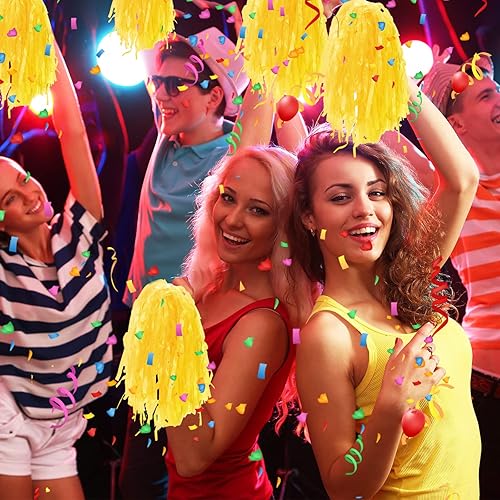 Vista 11 de Lenwen Paquete de 40 pompones de animadora de plástico con asas para adultos, rooters, equipo deportivo, fiesta de animación