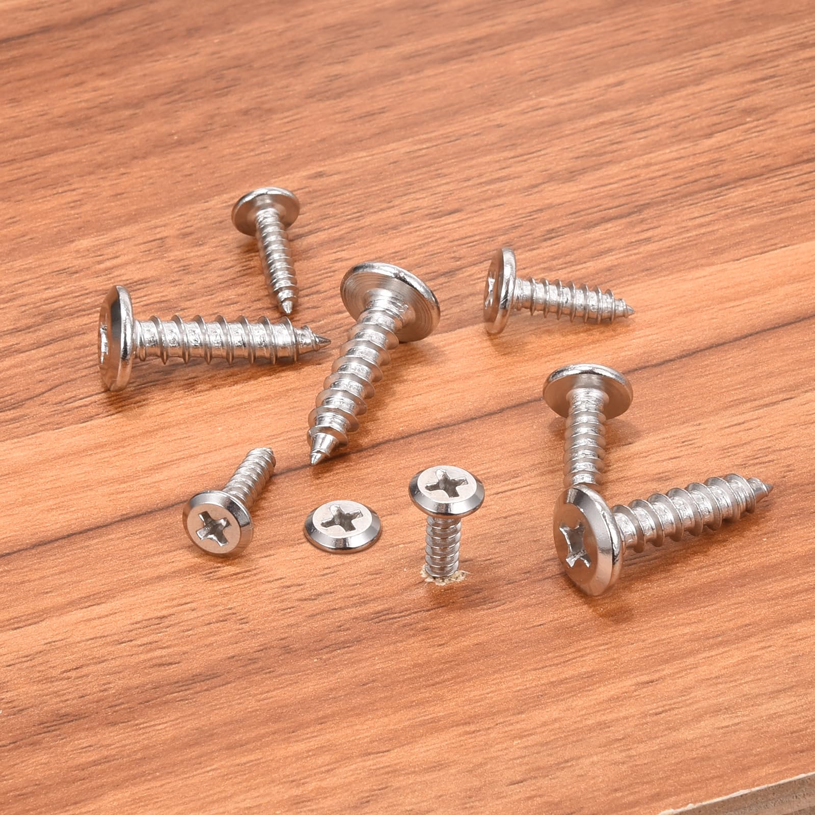 QUARKZMAN Viti Autofilettanti a Testa Piana Phillips M6x40mm, Viti di Fissaggio a Croce in Acciaio Inossidabile 304, Argento, Confezione da 100