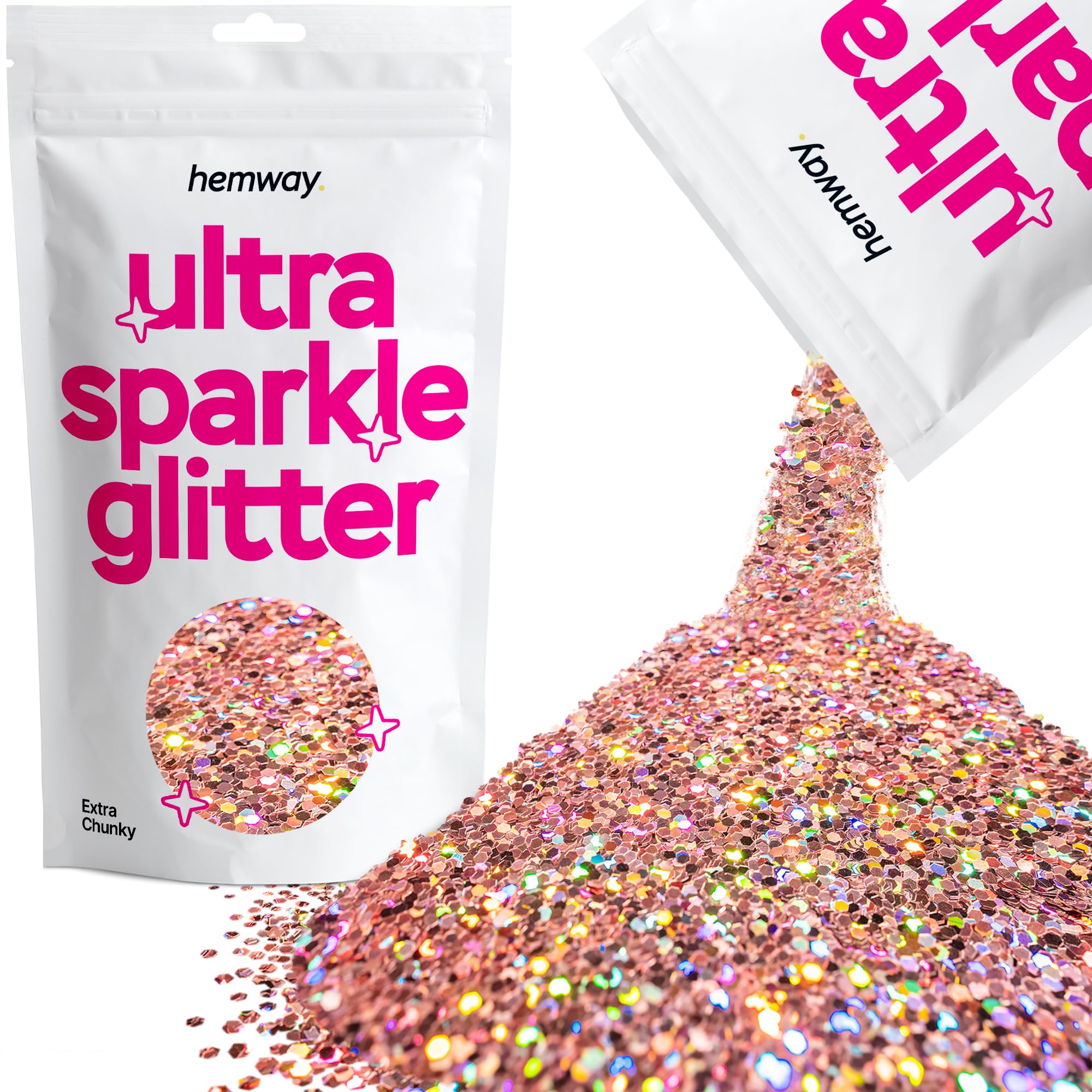 Hemway Ultra Sparkle Glitter Baby Pink Iridescent 100g Fine | Glitter for Arts & Craft, Makeup, Nail Art, Crafting, Card Making, Sparkle Decoration — view 160