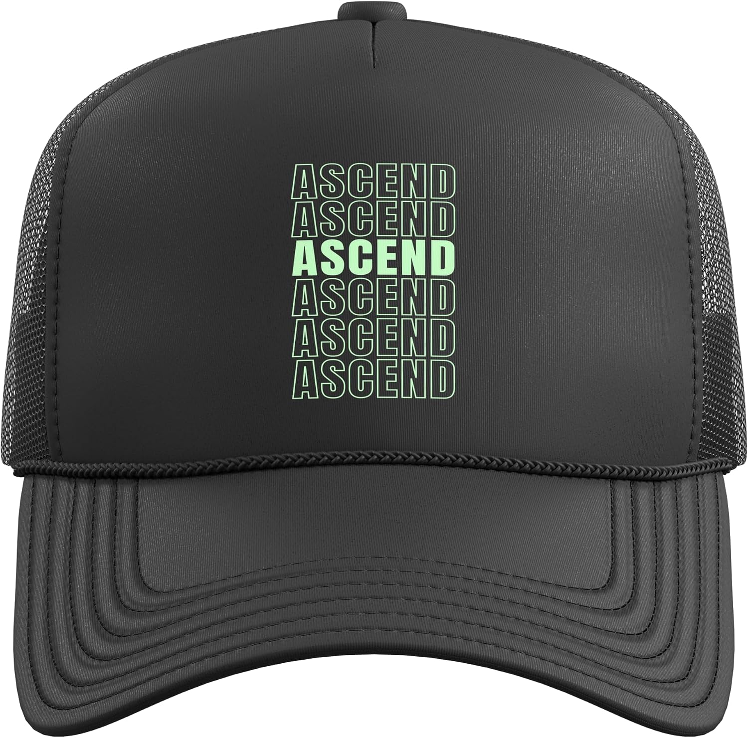 Mens Women Light Green Ascend-Grid Light Green Graphic Trucker Hat with Adjustable Mesh Back image 2