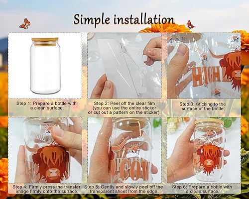 Miniatura 6 de Rngmsi Envoltura de taza UV DTF para vidrio, 8 hojas de flores de nacimiento de octubre, envolturas de taza DTF UV para 16 oz flor de caléndula UV