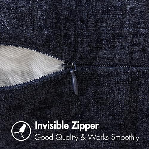 Miniatura 3 de MIULEE Paquete de 2 fundas de almohada de felpilla suave de color azul marino de 12 x 20 pulgadas, fundas de almohada teñidas sólidas para sofá,