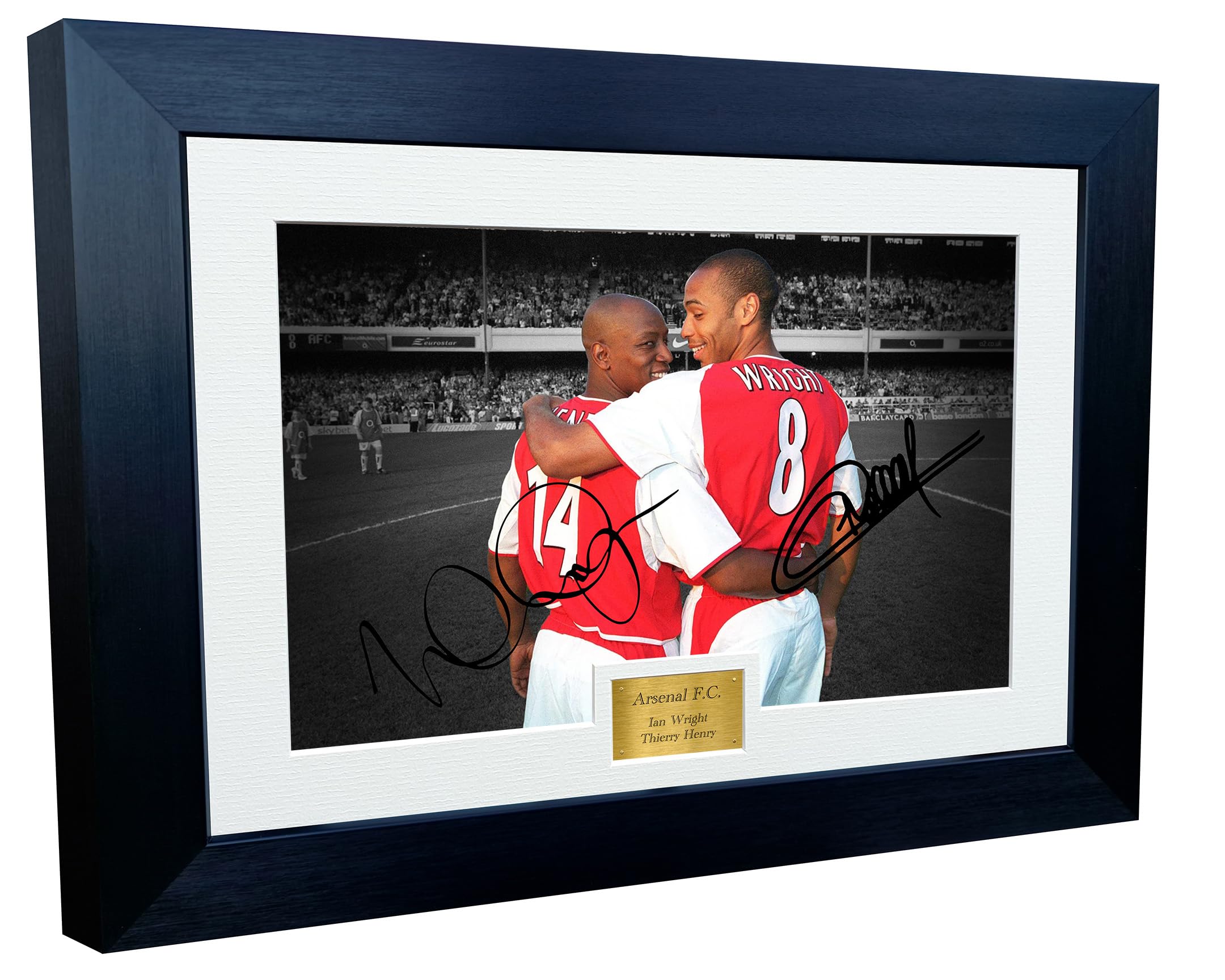 12x8 A4 Signed Ian Wright Thierry Henry Arsenal Autographed Autograph Signed Signature Photograph Photo Picture Frame Football Soccer Poster Gift BW