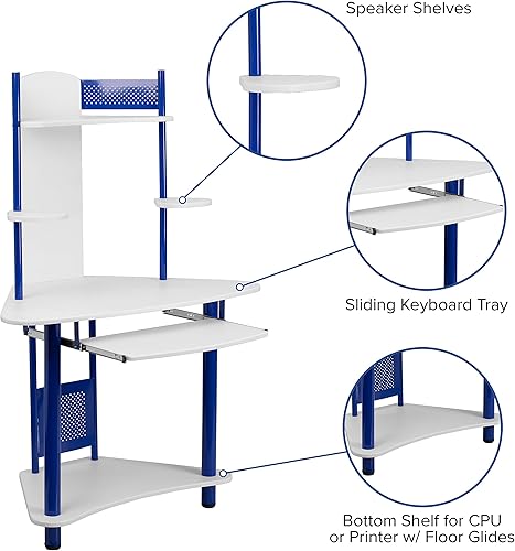 Miniatura 4 de Flash Furniture Walker - Escritorio esquinero para computadora con gabinete Azul y blanco,Rosado y blanco,https://www.amazon.com/dp/undefined