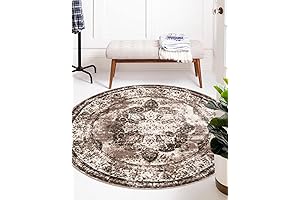 Rugs.com Monte Carlo Collection Rug - Round, Light Brown Medium, Perfect for Kitchens, Dining Rooms