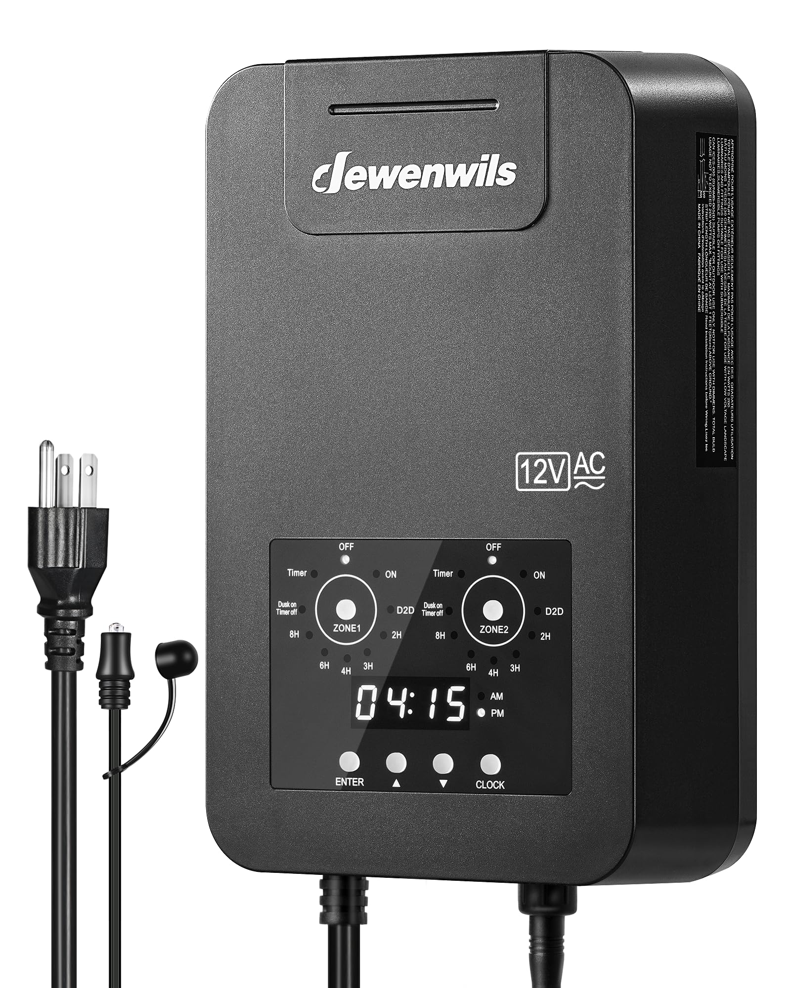 DEWENWILS300W Low Voltage Landscape Transformer, 120V AC to 12V/14V AC, Landscape Lighting Transformer with Timer & Photocell Sensor, Outdoor Weatherproof Landscape Transformer,2 Zone