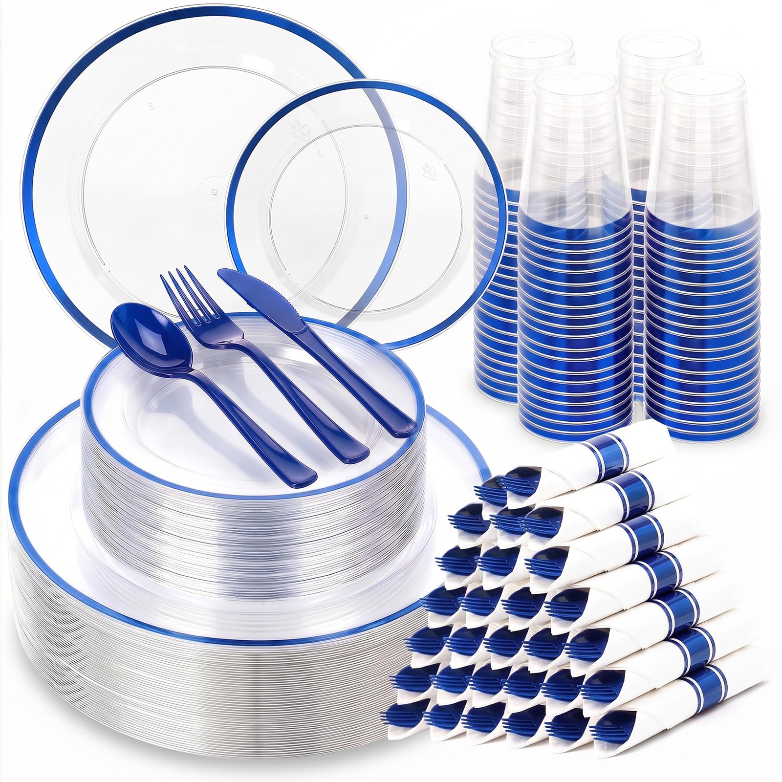 350 Clear Red Plastic Plates - 50 Guest Dinnerware -18 350 Clear Red Plastic Plates - 50 Guest Dinnerware -18