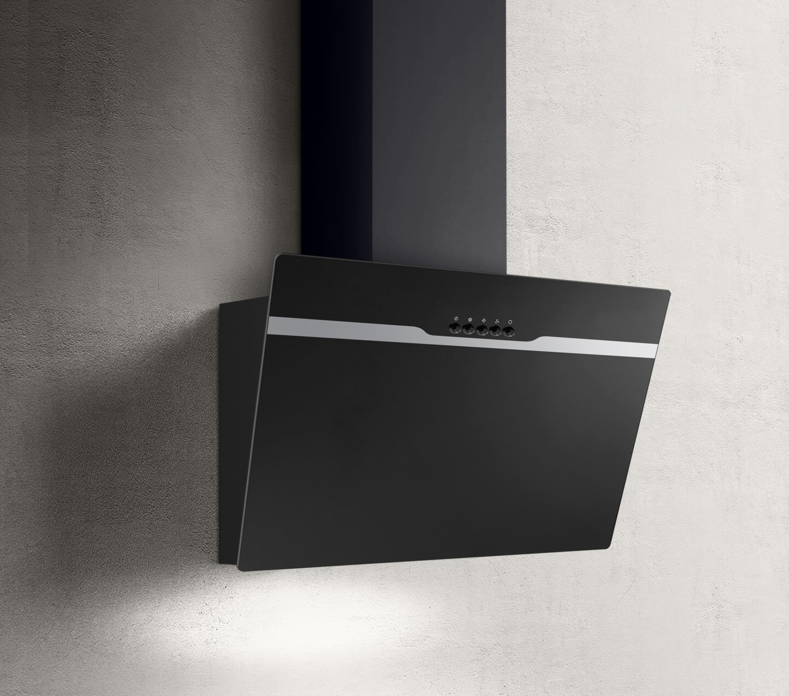 PKM DSH60-BL - Cappa aspirante in vetro nero con testa a LED, 60 cm