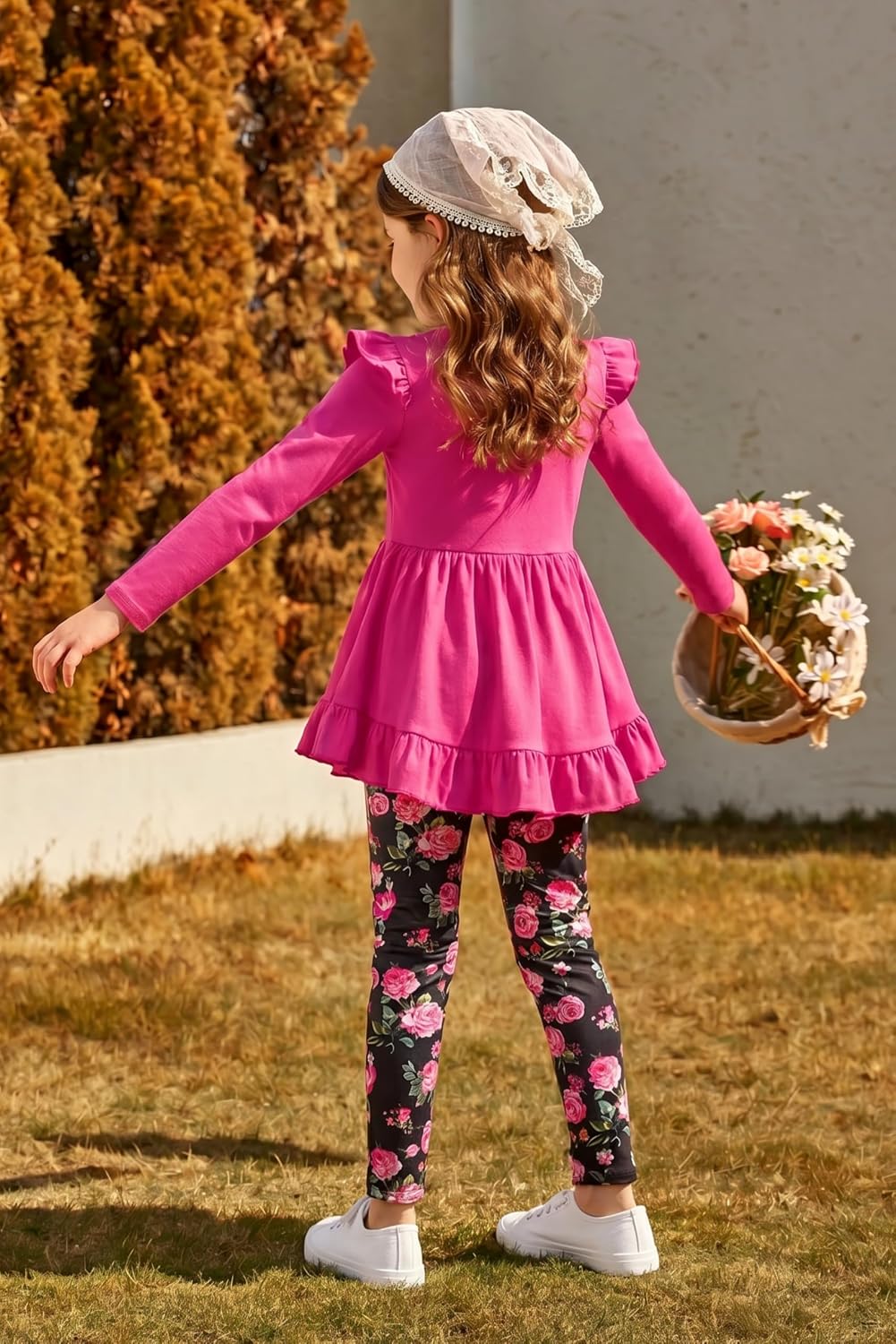 Arshiner Toddler Girl Clothes Fall Outfits Ruffle Sleeve Tops and Leggings