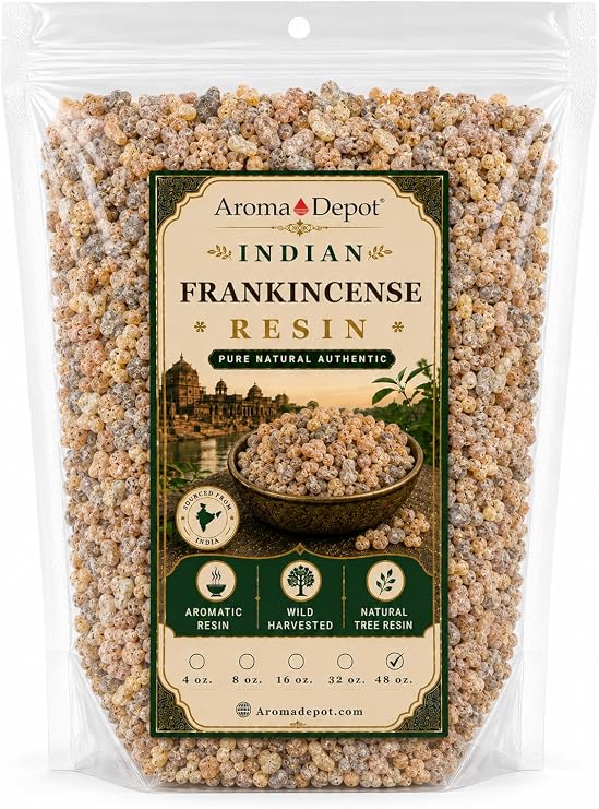 Indian Frankincense Resin Natural Gum Olibanum Aromatic Incense Tree Sap Boswellia Papyrifera Bulk (3Lb)