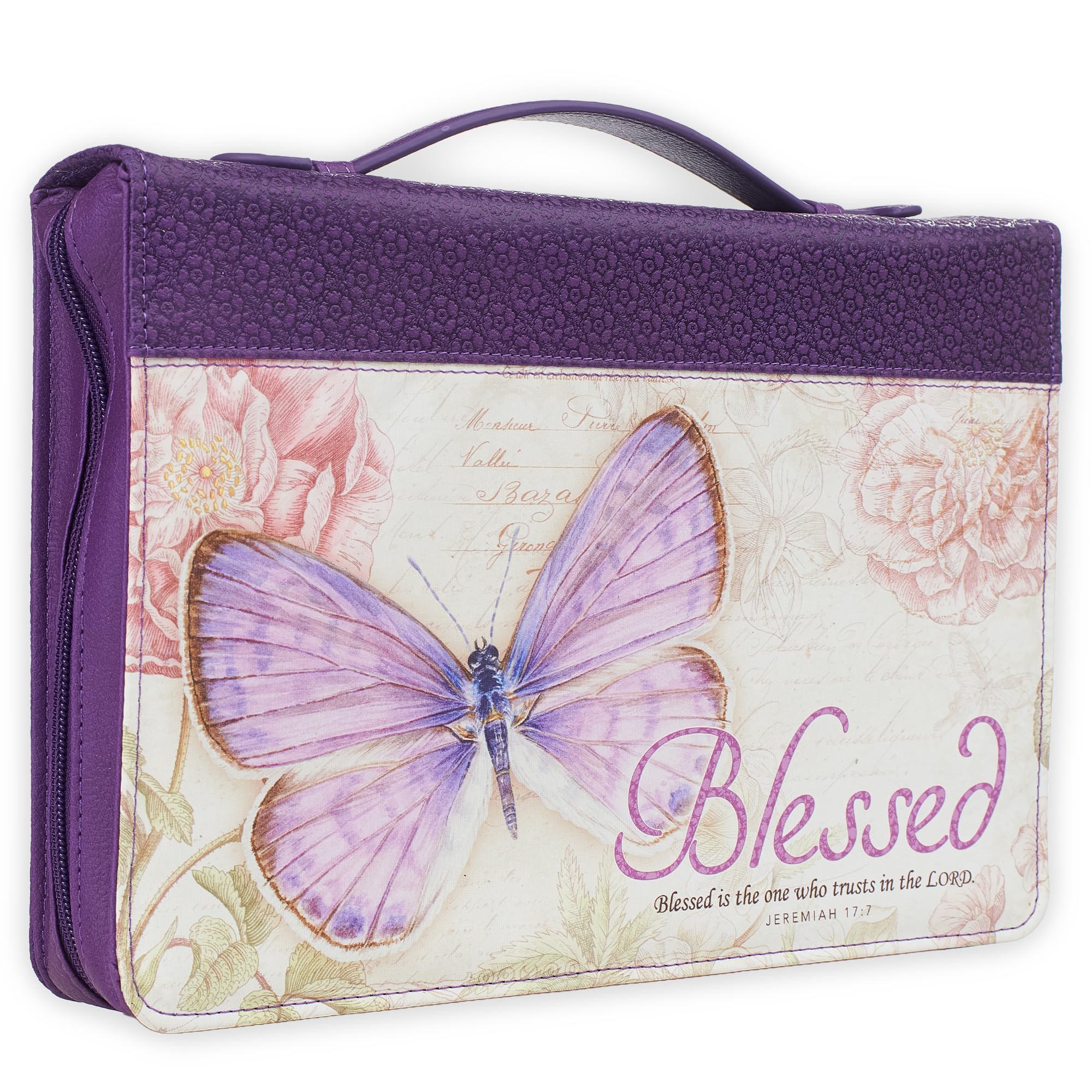 Christian Art GiftsBible Cover Butterfly Blessed Purple Jeremiah 17: 7 Large