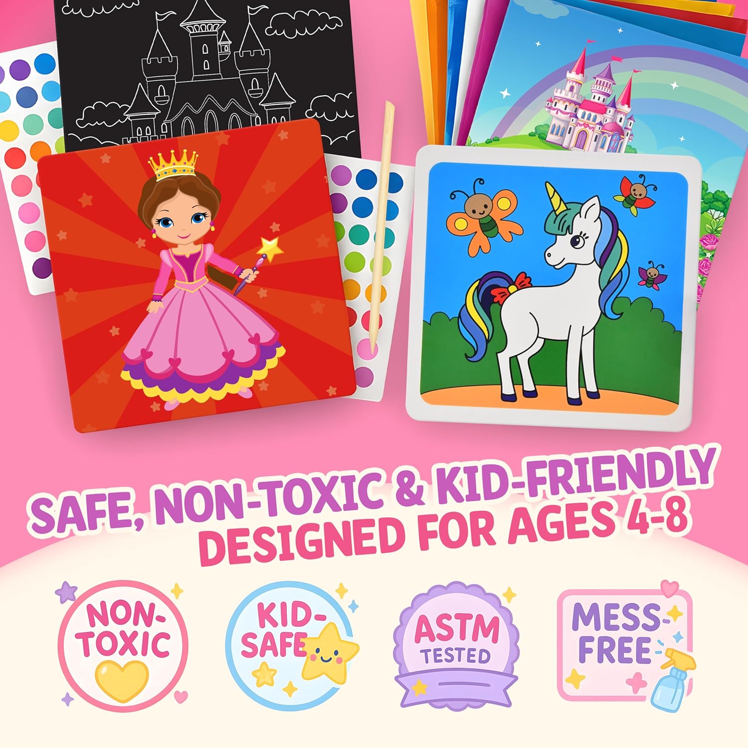 Gift Boutique 24 Unicorn & Princess Craft Kit | Complete Travel Toys Mess Free Arts & Crafts Box for Toddlers | Girls Birthday Gift and Easter Basket Stuffers for Kids Ages 3-10