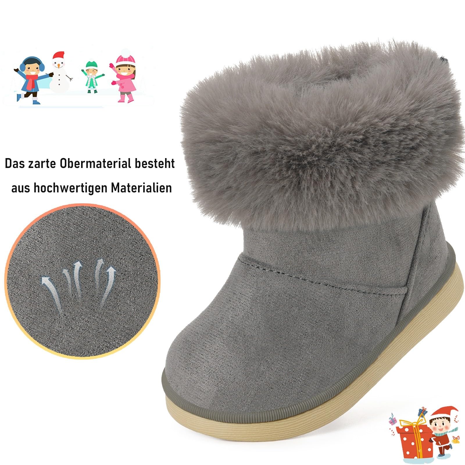 Gaatpot Stivali per Bambine e Ragazze Stivaletti da Neve Ragazzi Fodera Scarpe con Invernali Bambini Stivale con Imbottitura Calda 20-29EU