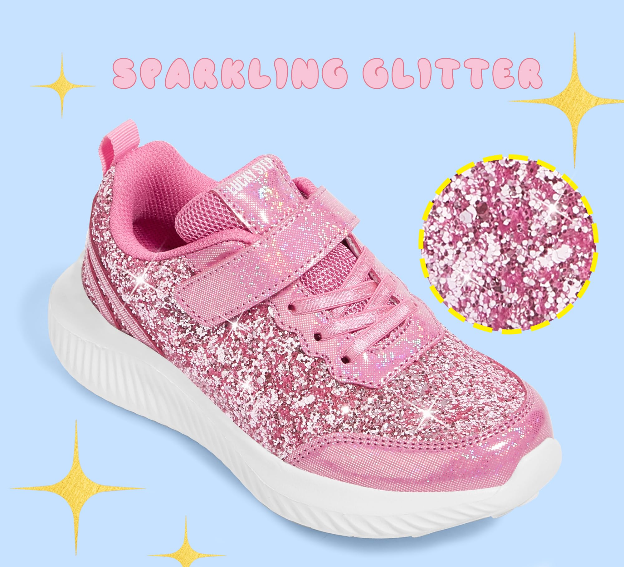 LUCKY STEP Scarpe da Ginnastica alla Moda per Bambini, Scarpe Sportive da Tennis con Paillettes per Ragazzi/Ragazze | Princess Bling Shiny Athletic Walking Scuola Tennis Scarpe per Ragazzi/Ragazze