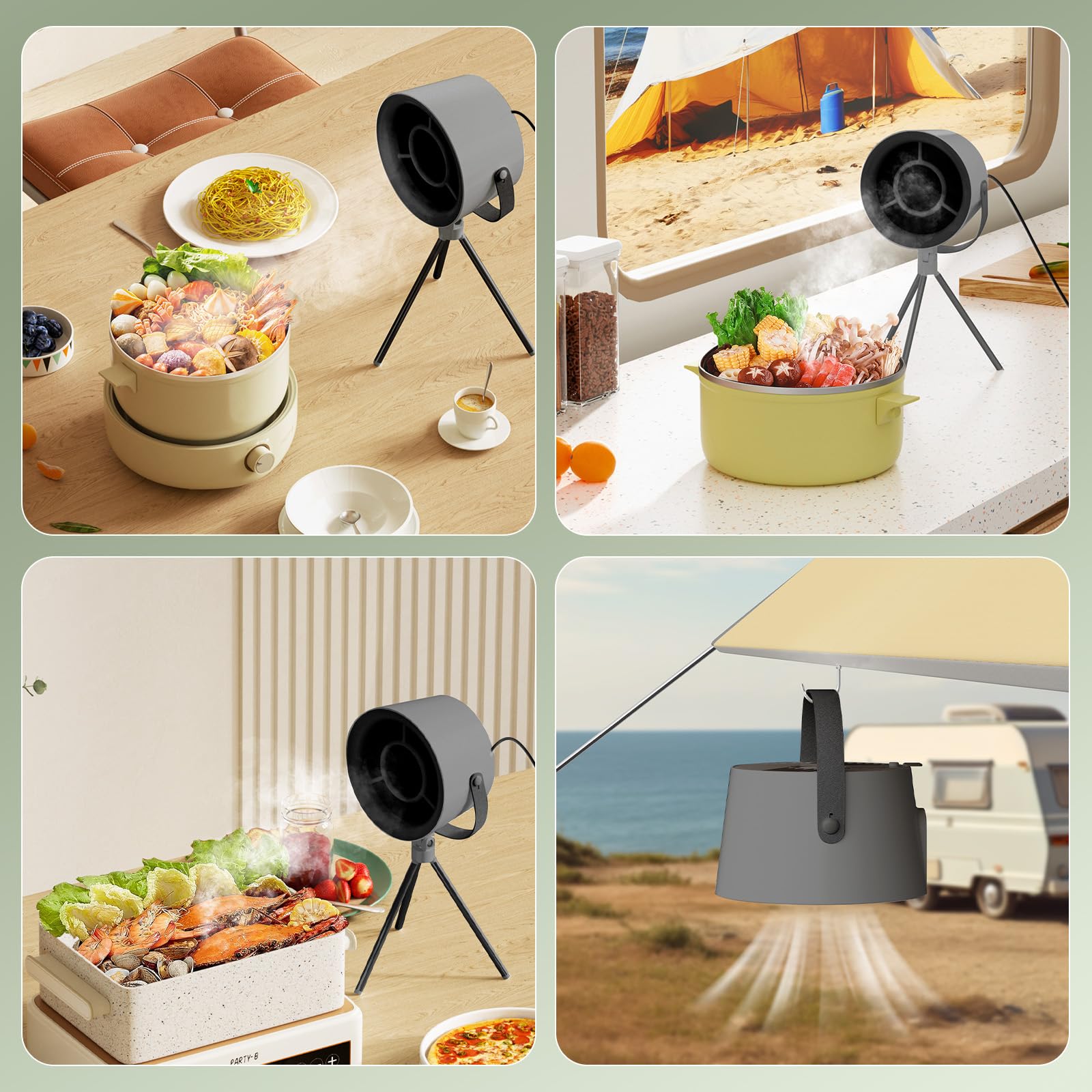 Cappa aspirante portatile, cappa aspirante con filtro intercambiabile, cappa da tavolo con ventola di scarico a 3 velocità, sfiato da cucina per barbecue, cottura, pentola calda(classico nero)