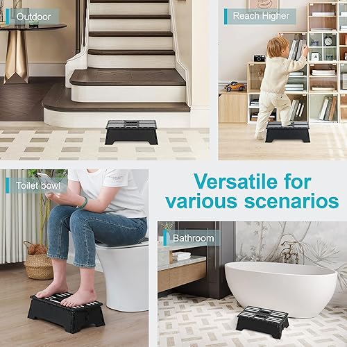 Miniatura 3 de Escalón plegable portátil ligero de 5 pulgadas, ideal para cocina, baño, dormitorio, niños o adultos, se abre fácilmente con una sola vuelta