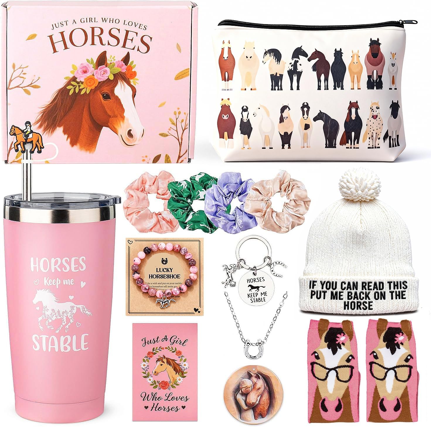 Soyminer Valentines Day Gifts For Daughter, Teen, Girl, 15 Pcs Horse Gift For Women, Horse Lovers, Niece, Equestrian Gift For Women, Valentines Day Gifts For Her, Cup, Bracelet, Socks, Necklace, Hat