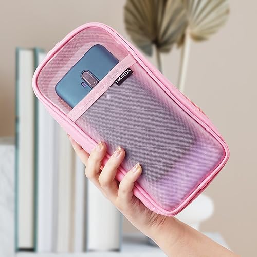 Miniatura 6 de Fmeida Estuche de malla para lápices de rejilla, bolsa para lápices mejorada con 4 compartimentos, bolsa transparente para lápices para adultos,