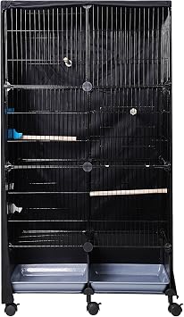 Colorday Good Night Bird Cage Cover (Fits 46-Inch 24 L x 12 W x 46 H Bird Cage, Black)