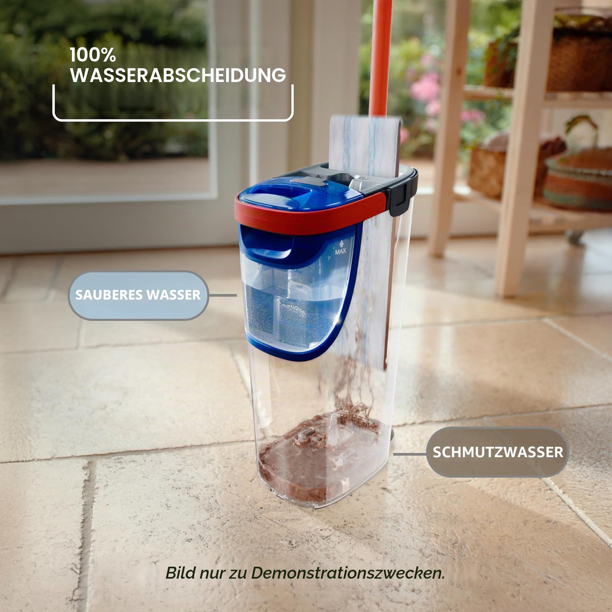 O-Cedar H2prO Flaches Wischmopp-System, schnelles Reinigungswerkzeug, Reinigung mit sauberem Wasser, maschinenwaschbar, wiederverwendbar, Mikrofaser-Wischpad, sicher auf Holzböden, Vinyl, Fliesen,