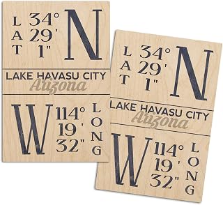 Lake Havasu City, Arizona, Latitude and Longitude (4x6 Birch Wood Postcards, 2-Pack Stationary, Rustic Home Wall Decor)