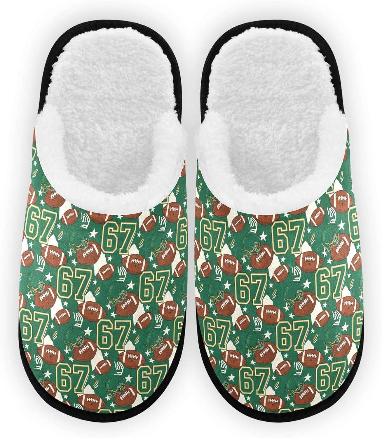 67 Cartoon Red Rugby Balls Slippers For Women Men Soft Memory Foam Non-Slip Beautiful Winter Indoor House Shoes Travel Slipper