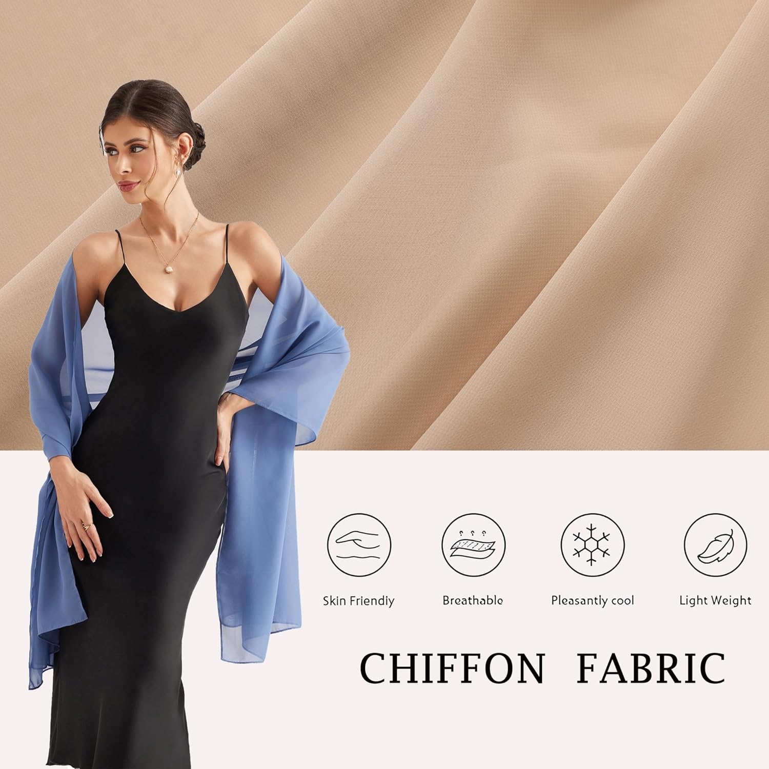 Shawls and Wraps for Evening Dresses Sheer Chiffon Women Elegant Soft Silky Wraps Wedding Bridal Scarf - Image 2