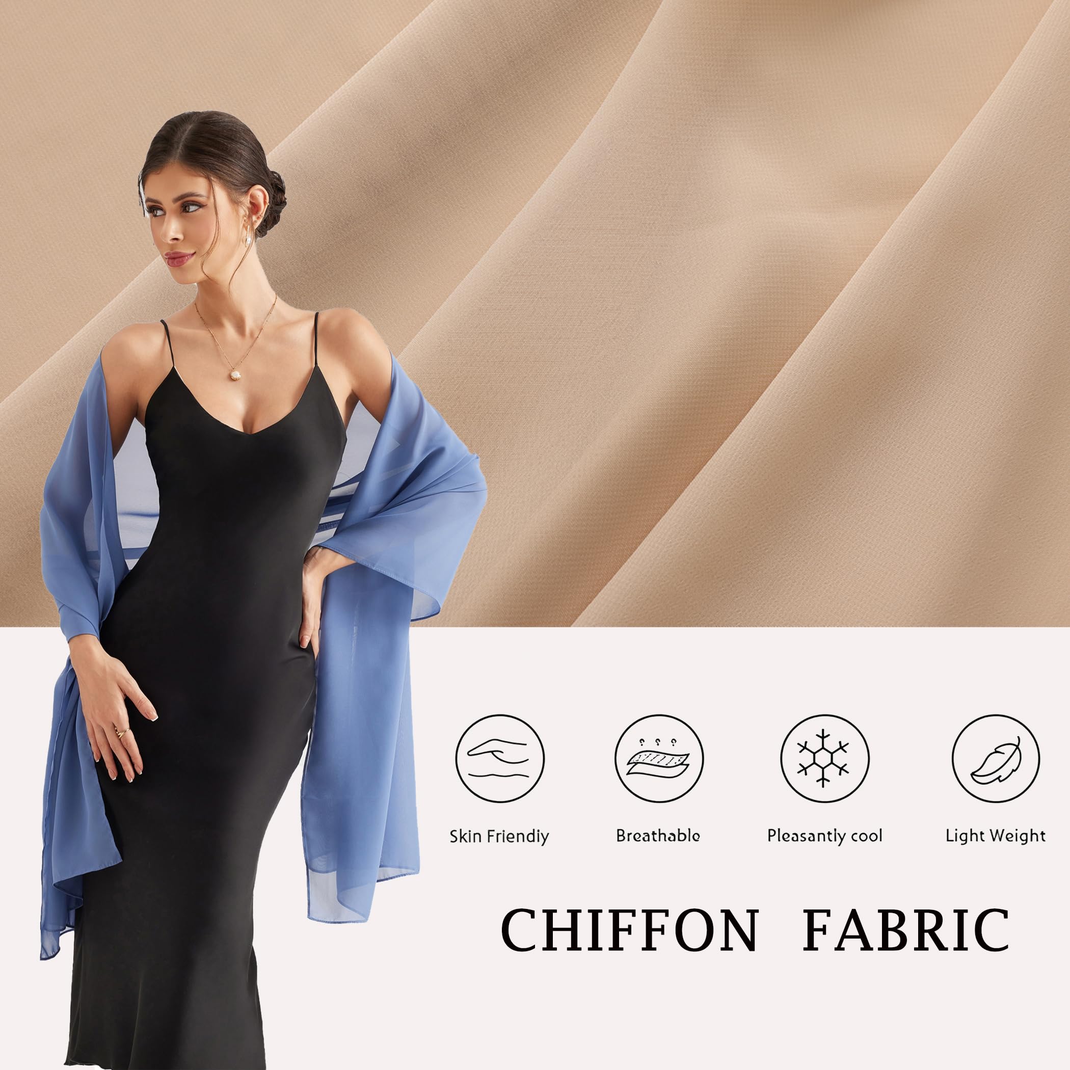 Soft Chiffon Scarves Shawls and Wraps for Women Silky Pashmina Scarf for Wedding Bridal