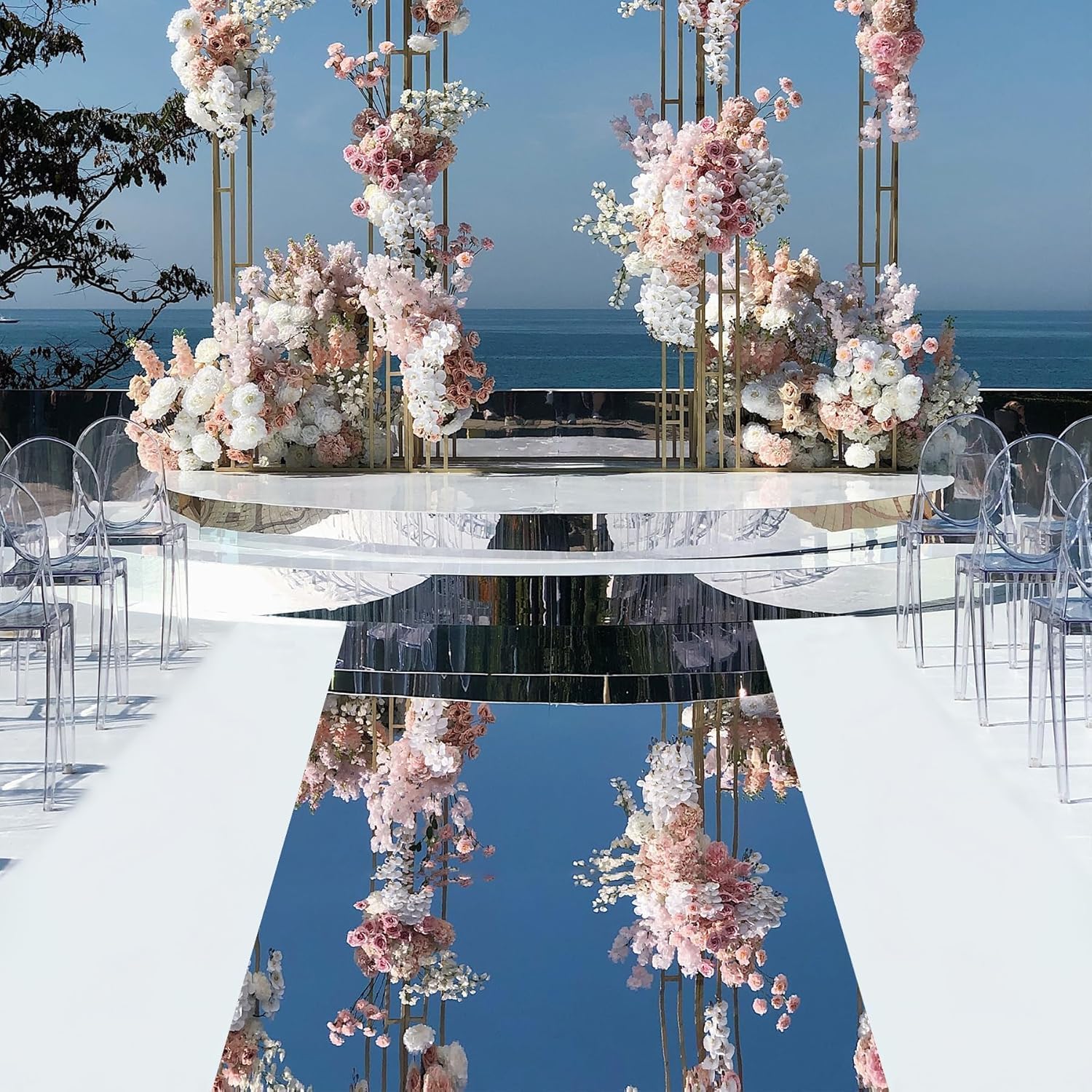 65FT x 3FT Aisle Runner for Wedding Ceremony, Silver Aisle Runner Mirror Rugs Roll Double Sided Bright Reflective Wedding Aisle Runner