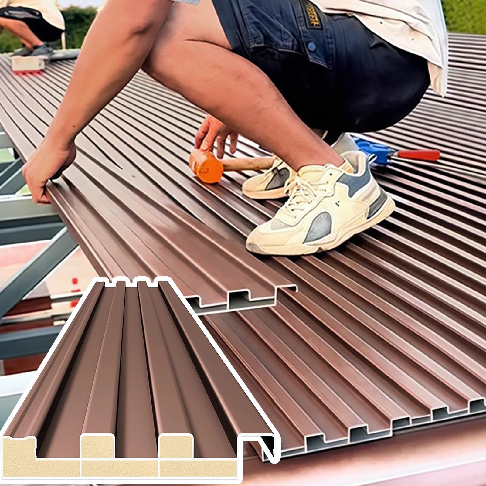 Elitix Heavy Duty Ceiling Insulated Panels, Metal Roofing Panels for Chicken Coop Gazebo and Mobile Homes, Corrugated Awni...