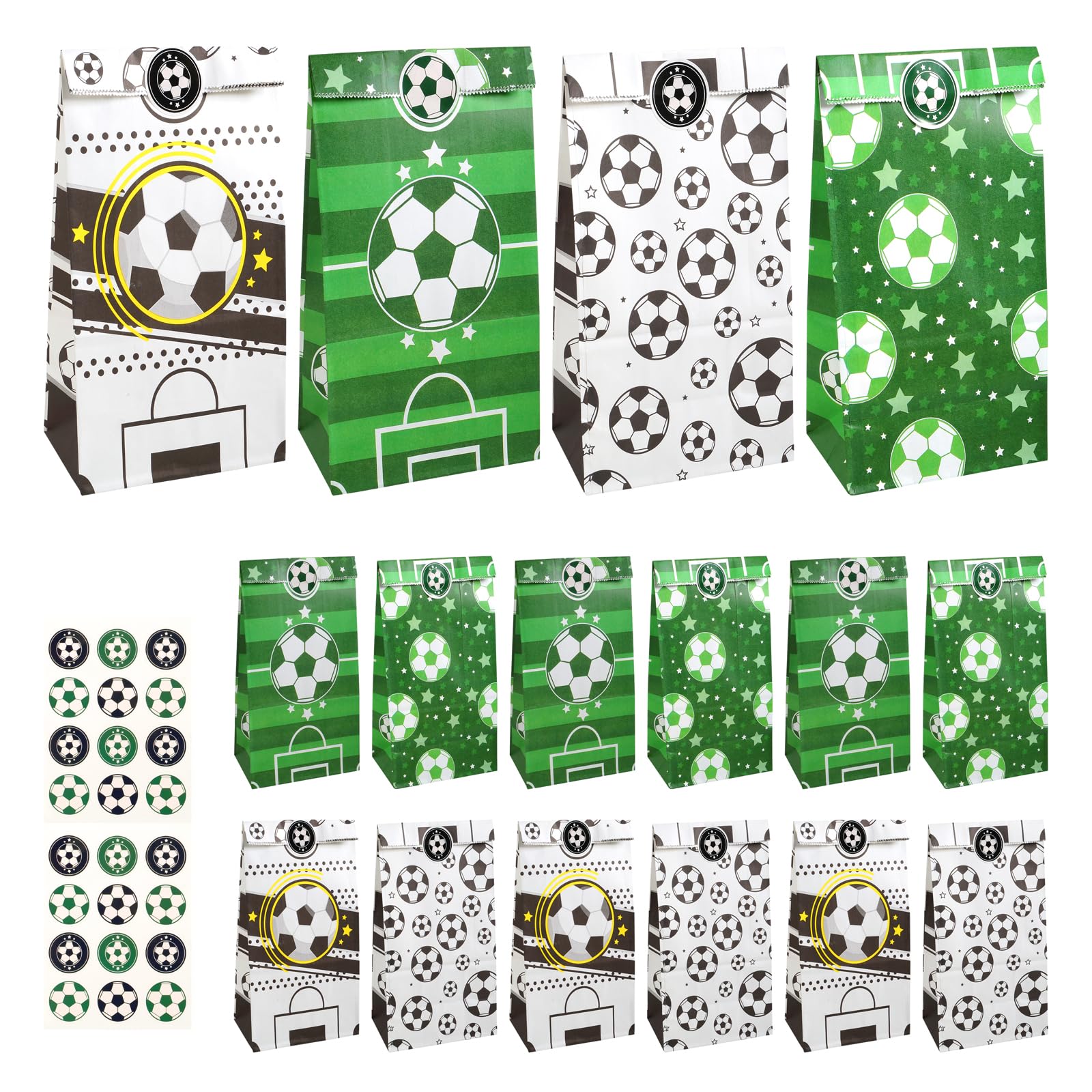 Kindergeburtstag Set Mit 16 Geschenktüten & Einladungskarten | Motiv Großer Fußball