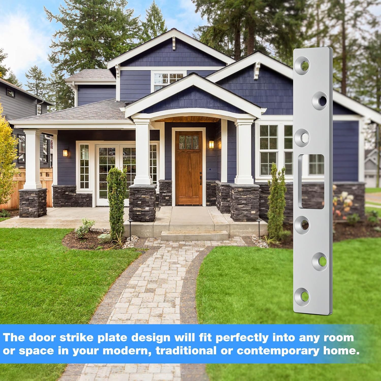 Deadbolt Armor - 6 Inch Extended Strike Plate for Heavy Duty Residential Door - 3 Pack (Silver)