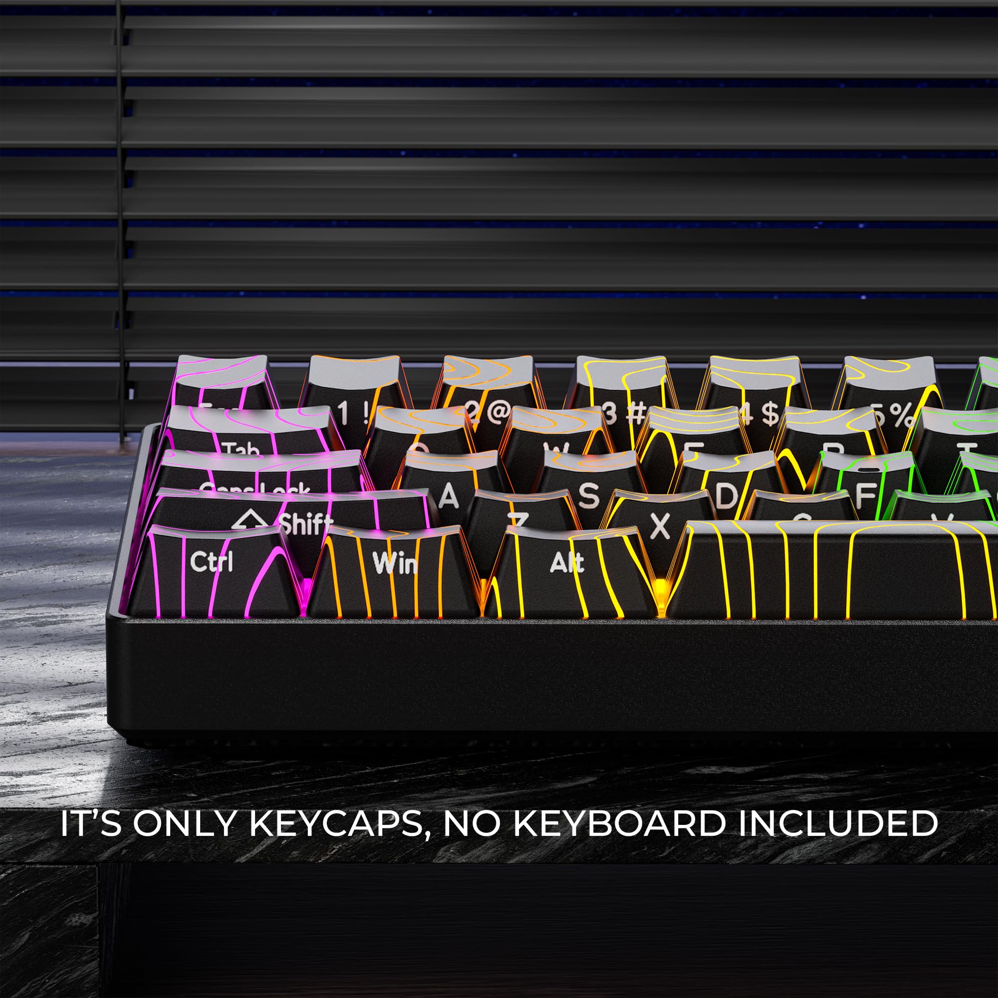 XVX Black Keycaps, Doubleshot PBT Keycap Set, Backlit Topographic Keyboard Keycaps OEM Profile Compatible with 60% 65% 75% 80% 96% 100% Mechanical Keyboards-Only Key caps