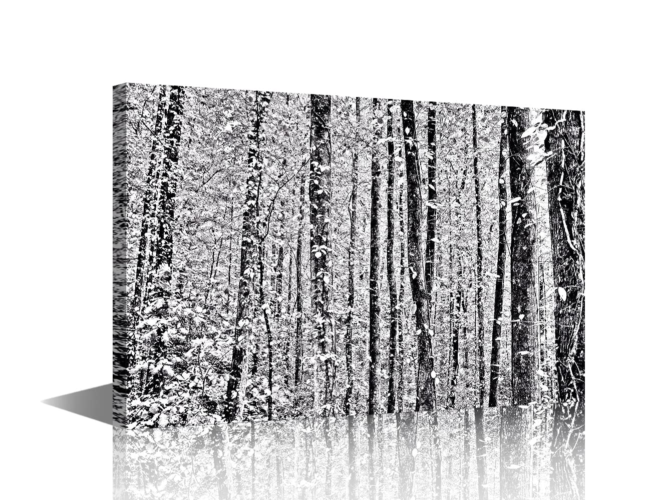 TISHIRON Black and White Style Forest Scenery Canvas Wall Art Natural Landscape in Winter Painting for Living Room Bedroom Dining Room Office Wall Decor Stretched and Framed Ready to Hang - 18x12 in — image 1