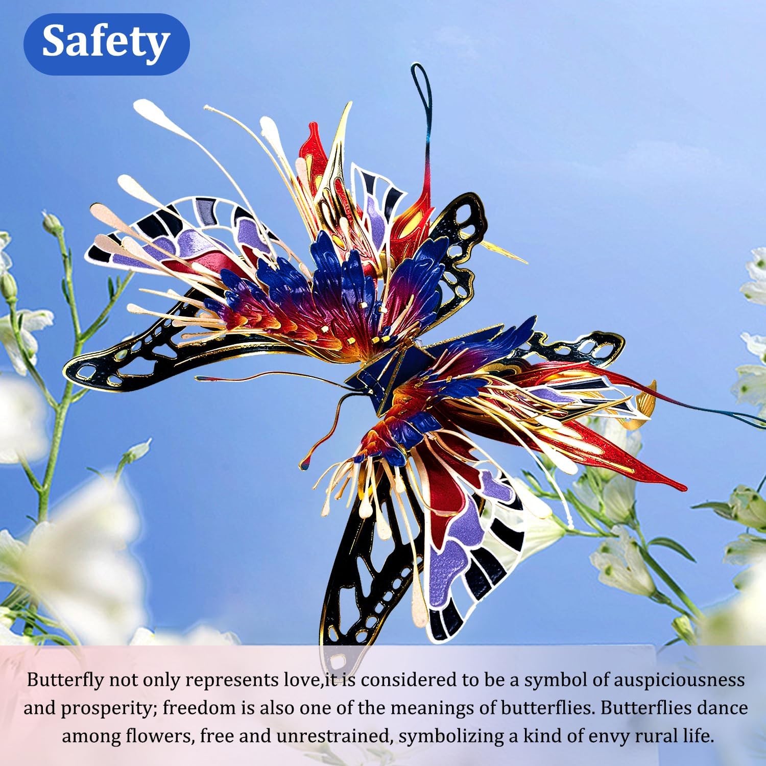 Microworld 3D Puzzles for Adults, Wish Butterfly Metal Model Kits, Simple 3D Metal Puzzles for Beginner, DIY Brain Teaser Home Decor Art Craft Gift Toys for Teens Family- Safety