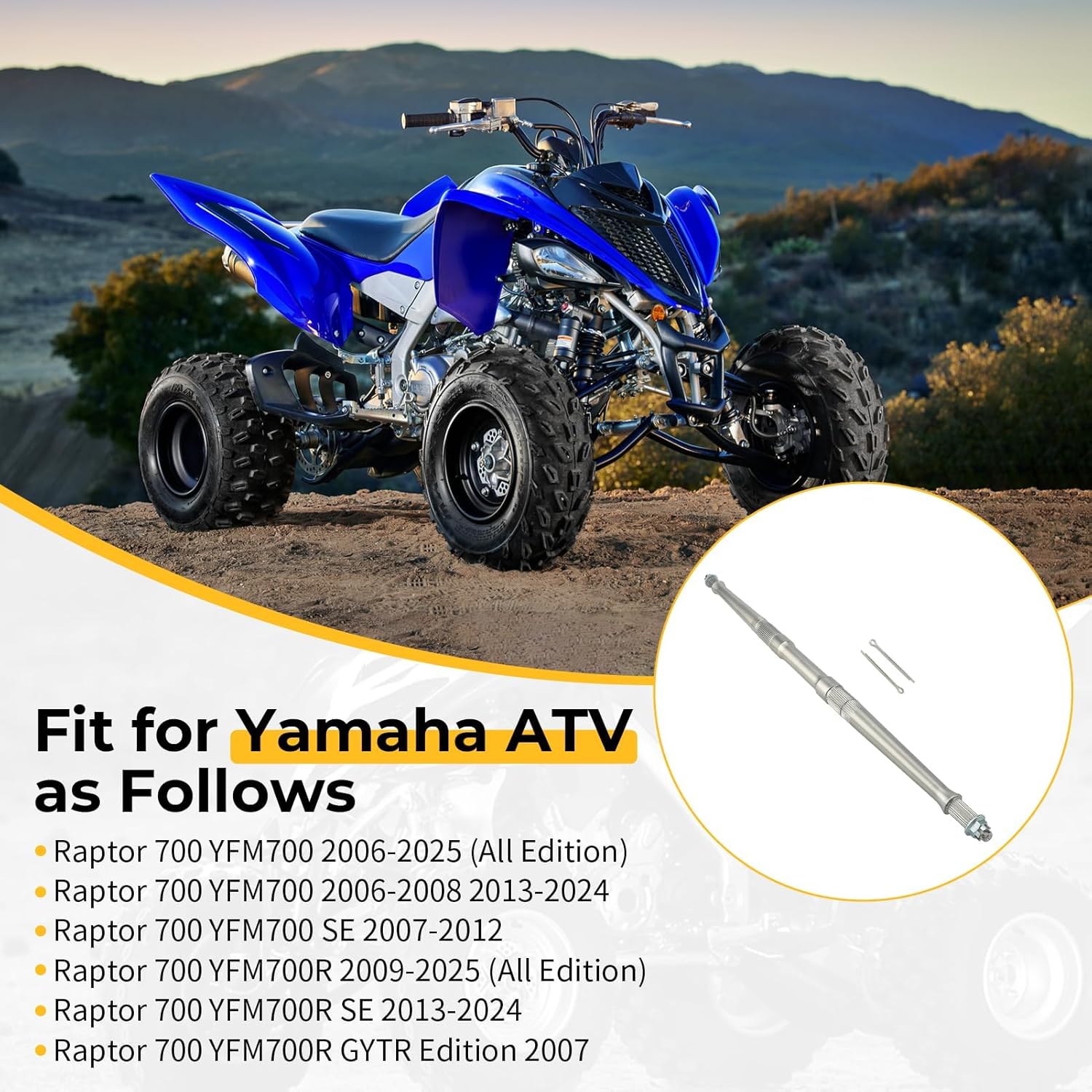 M MATI Rear Axle Shaft for Yamaha Raptor 700 YFM700 2006-2025 1S3-25381-10-00 BFK-F5381-01-00