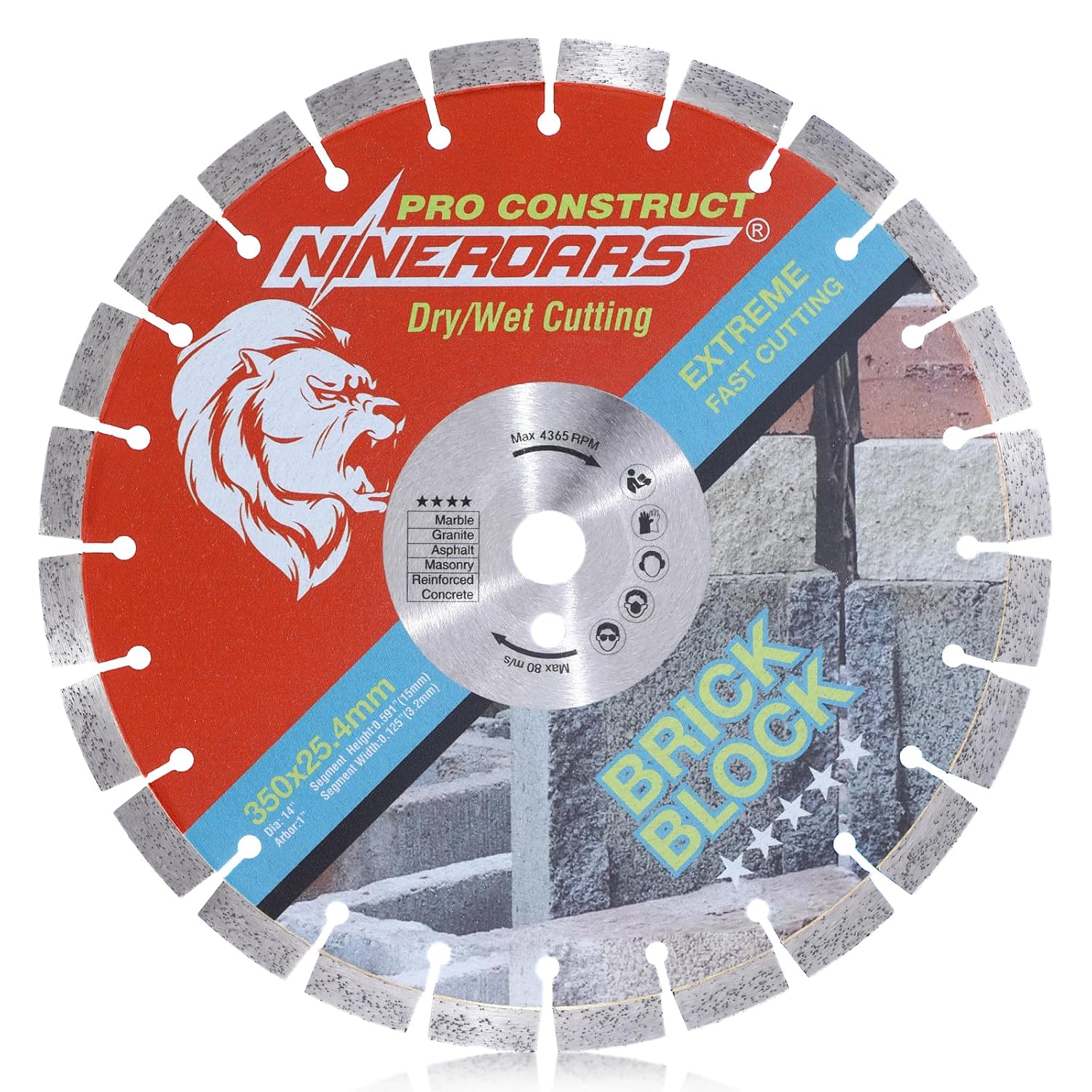 NINEROARS 14 inch Segmented Diamond Saw Blade Professional Industrial ...