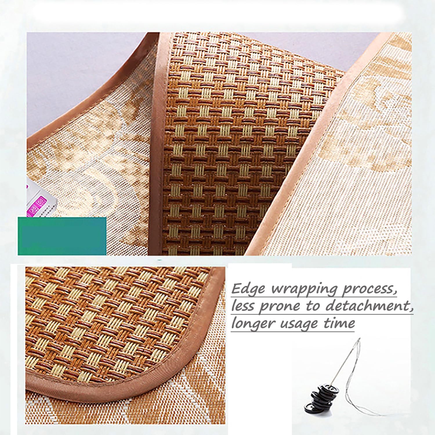 Foldable Summer Rattan Sleeping Mat, Mattress Topper with Straps Cool Mat, Double Single Bed Mat Cool Sleeping Mattress for Home School Dormitory
