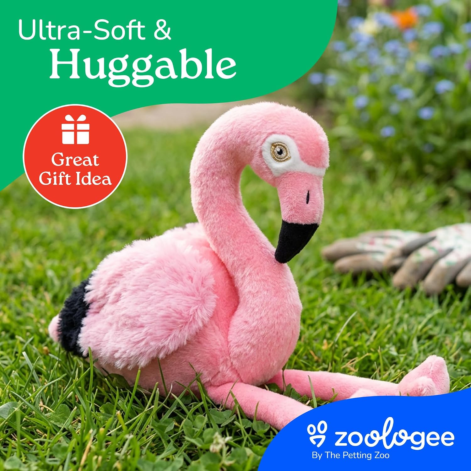 The Petting Zoo Flamingo Stuffed Animal Plushie, Gifts for Kids, Earth Keeperz Wildlife Animals, Zoologee Pink Flamingo Plush Toy, 13 inches